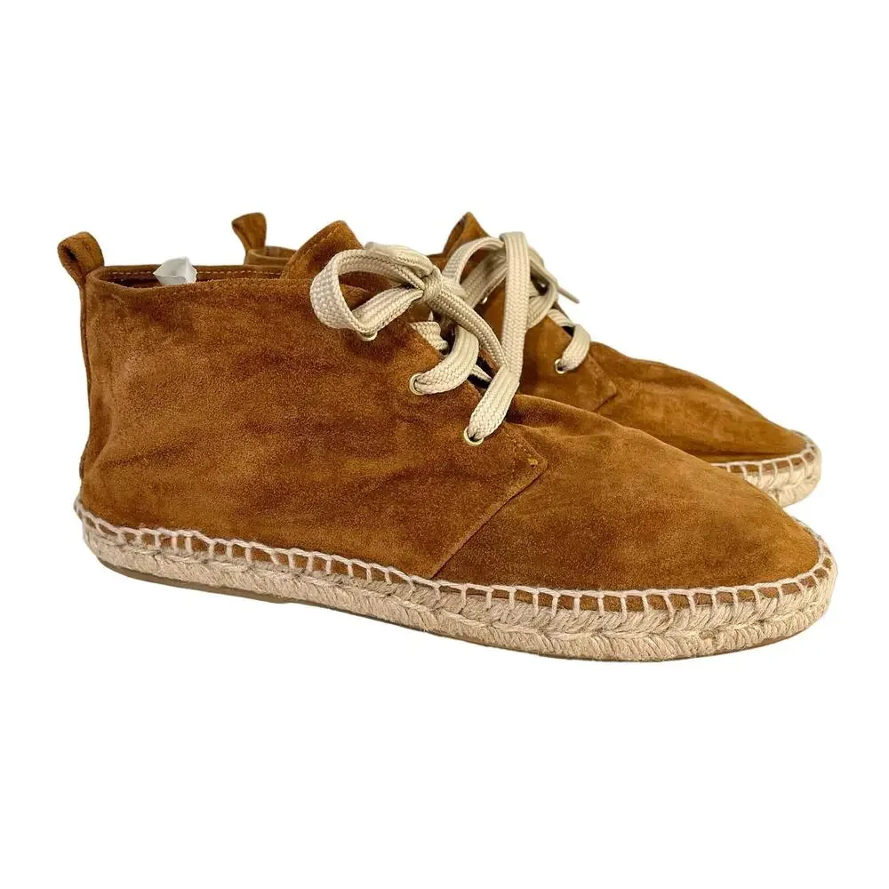 275 Central Espadrille Ankle Boots 39/9 Brown Suede Cabincore Boho Cottagecore